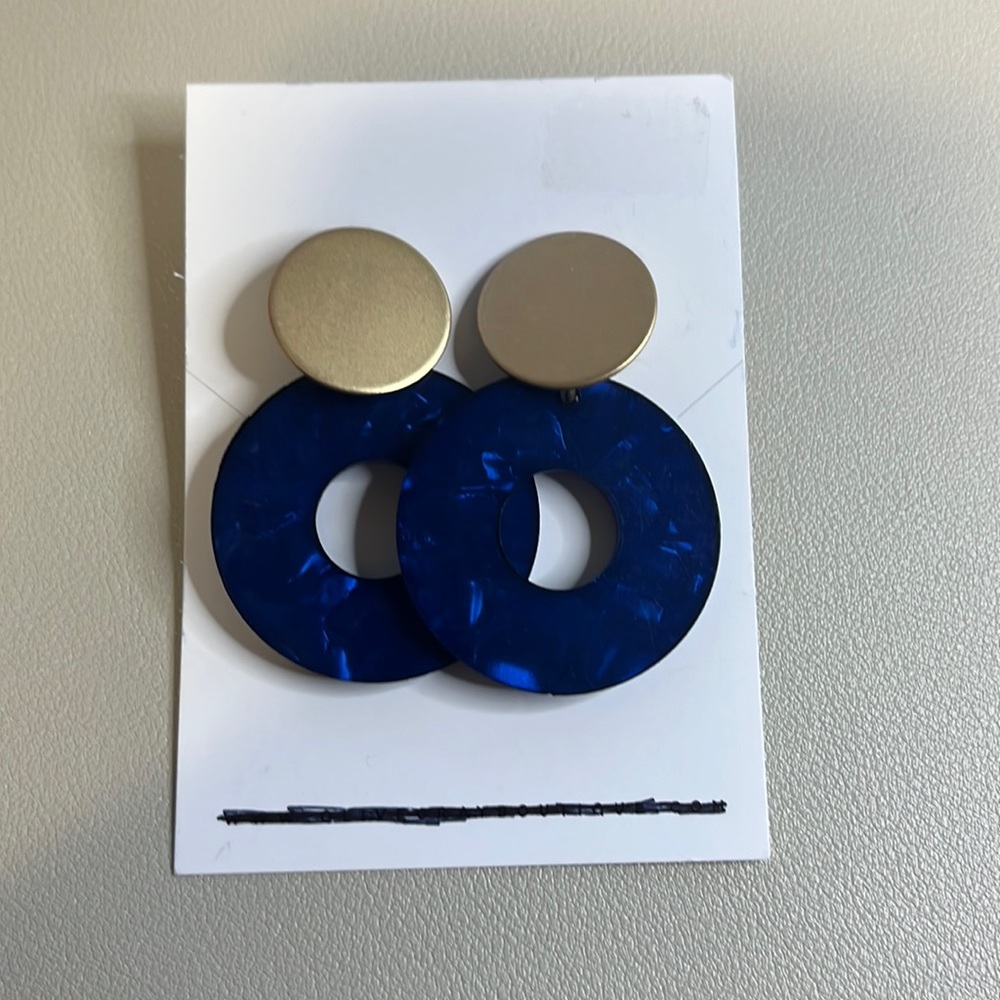 Royal Blue Round Acrylic Earrings